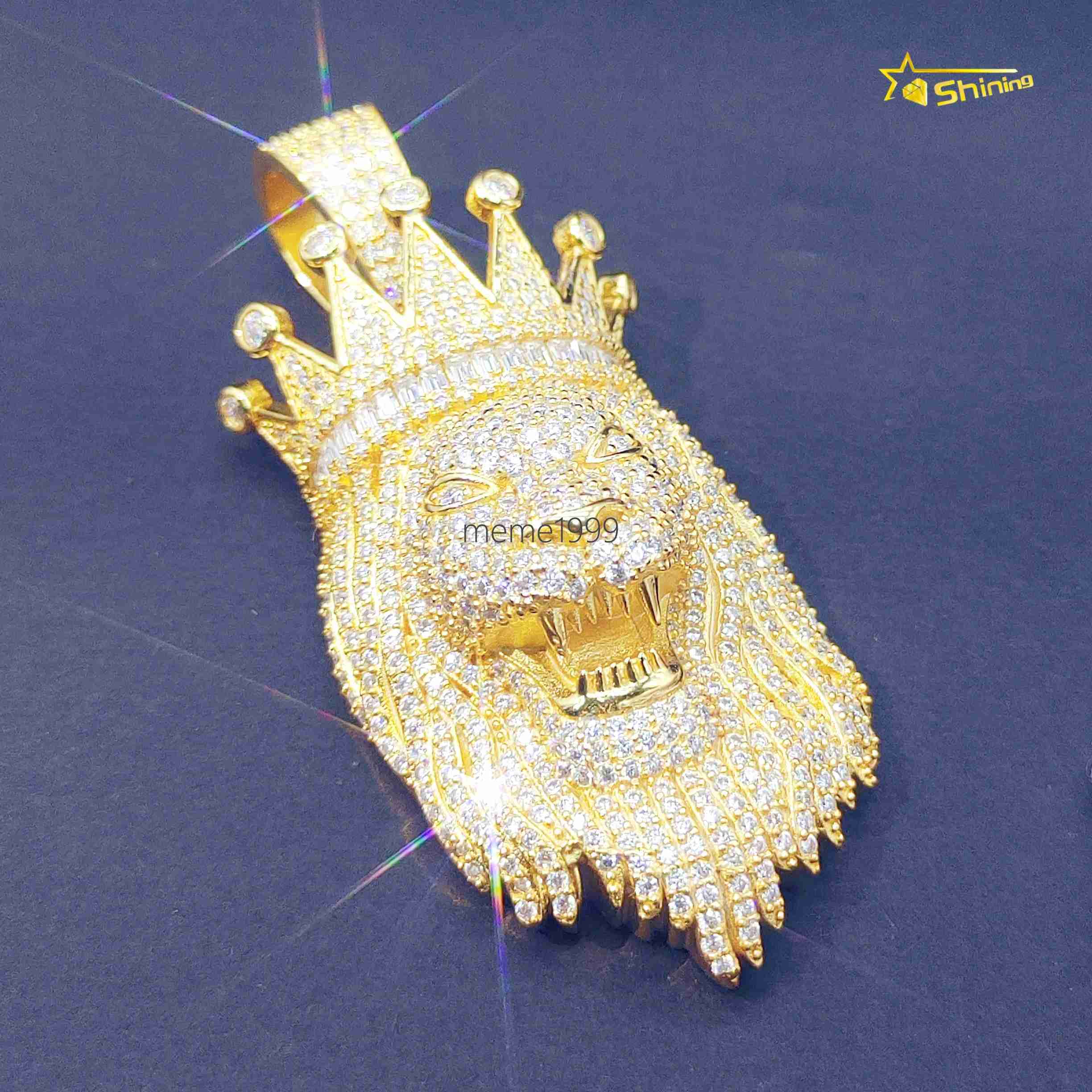 Hot Sale Fashion Necklace Pendant King Lion Hip Hop Pendants 925 Silver Moissanite Custom Pendants