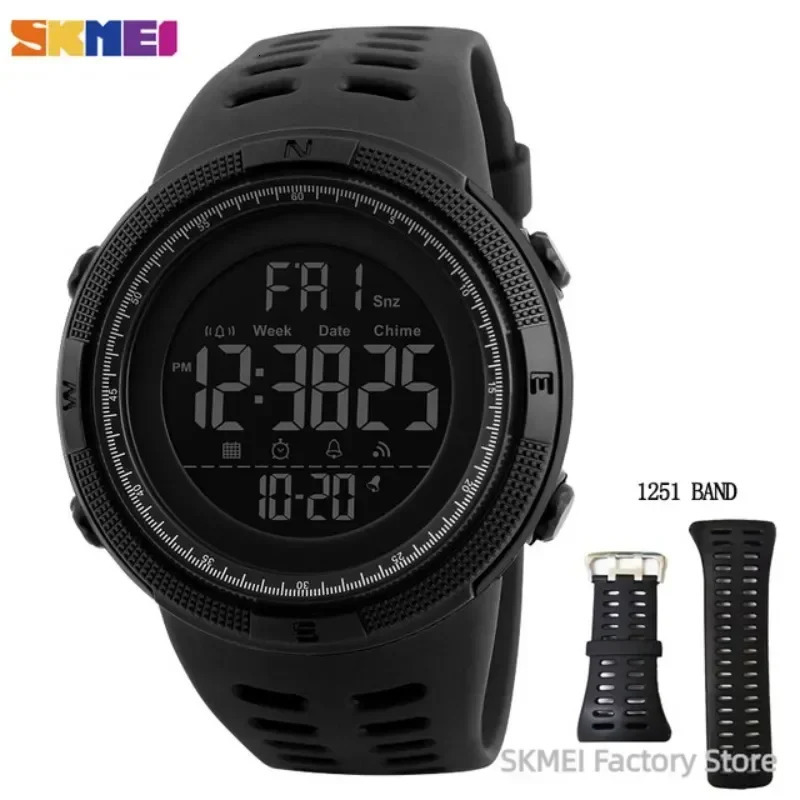 SKMEI 1251 Digital Watch for Men Waterproof Sports Electronic Countdown Mens Wristwatches Military Date Clock 1560 reloj hombre 250819