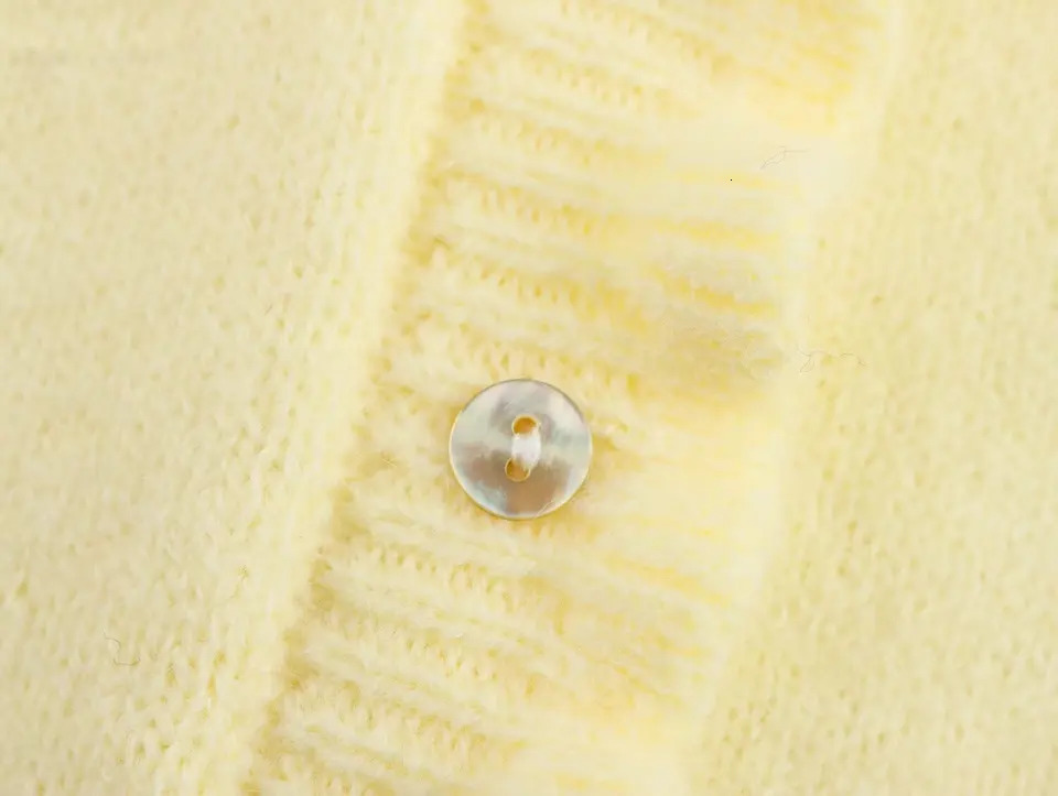 TRAFZA Women Elegant Knit Cardigan Yellow Petal Sleeve Sweater Spring Fashion Versatile Sweet Vibrant 250819