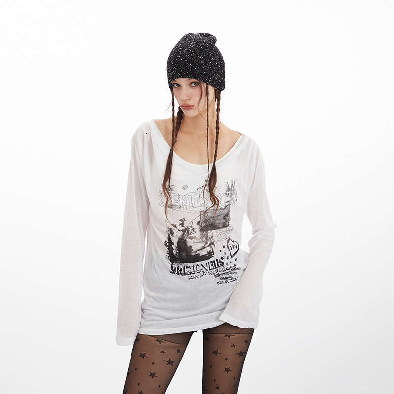 American Style Round Neck Niche Design Loose New Spring And Autumn Long Sleeve T-Shirt For Women Hot Girl Top B5