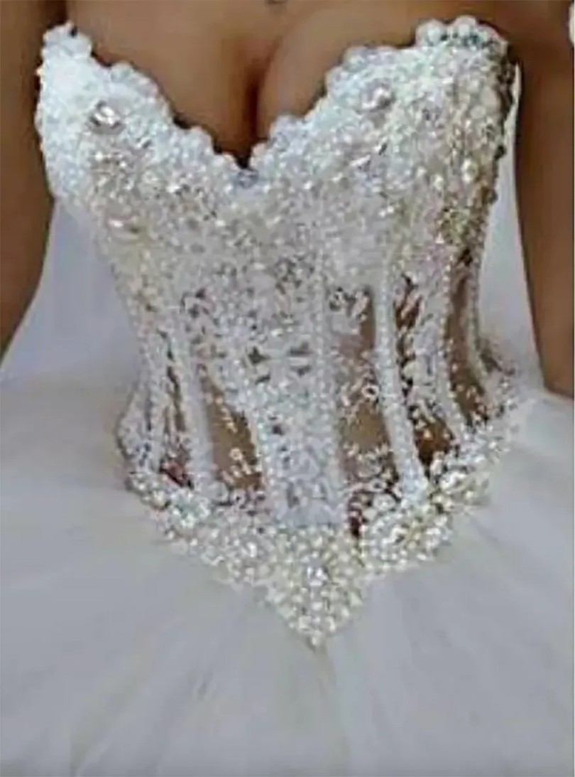 2025 New Princess Vestido De Noiva Ball Gown Wedding Dresses Sweetheart Fluffy Lace Beading Crystal Luxury Vintage Wedding Gowns