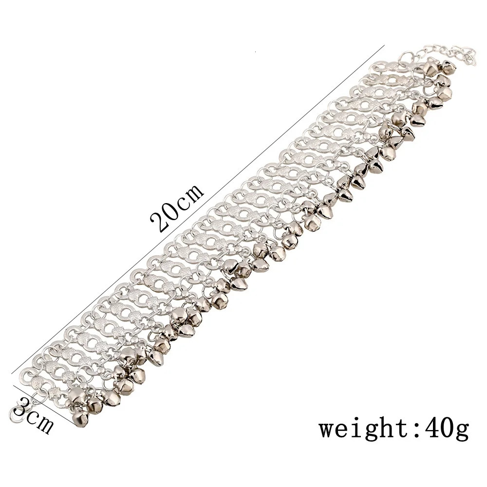 Multilayer Wide Face Metal Tassel Bell Pendant Charm Anklets for Women Bracelets Summer Sandals Jewelry on Foot Leg Chain 250815