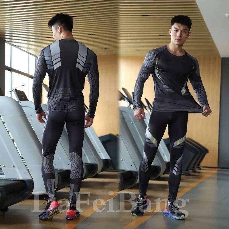 3 Pcs Set Men's Workout Sports Suit Gym Fiess Compression Clothes Running Jogging Sport Wear Exercise Rashguard Men