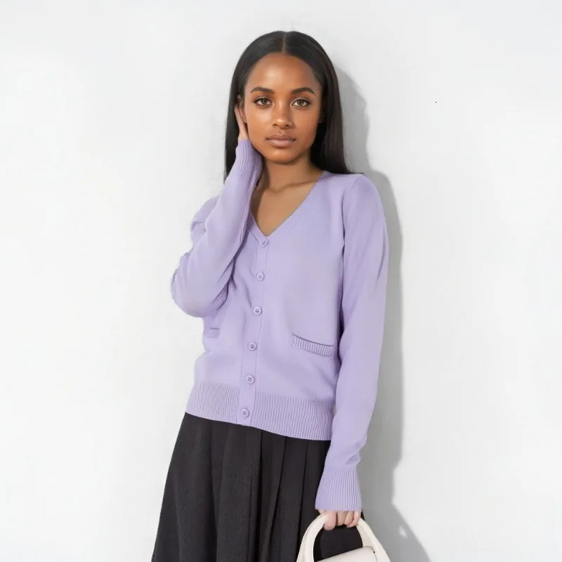 Casual College Style Outerwear Female Spring Autumn Solid Color Sweater Cardigan Women Long Sleeved Knitted Cardigans Mujer 250819