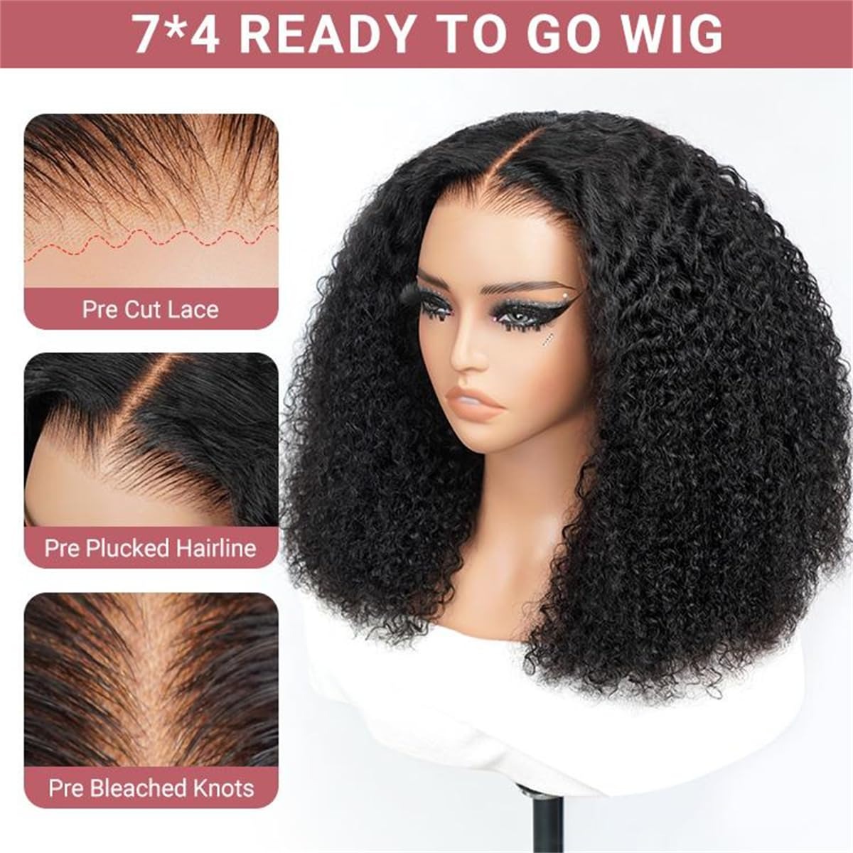 Curly Half Wig Human Hair Water Wave 200% Density Wear Go Glueless Wigs 24 Inch Wet and Wavy Curly Half Wigs for Women Drawstring Seamless Flip Over W