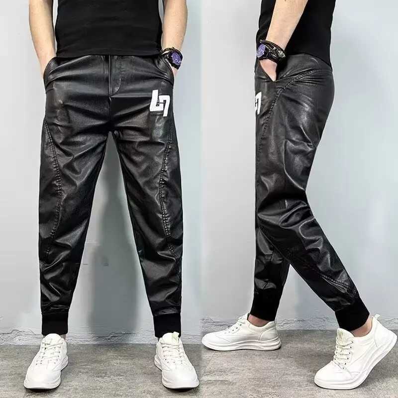 Leather Pants Mens Hip Hop Harem Loose Trousers Fashion Streetwear Harajuku Trousers Luxury Brand High Quality Mens Cargo Pant W250819