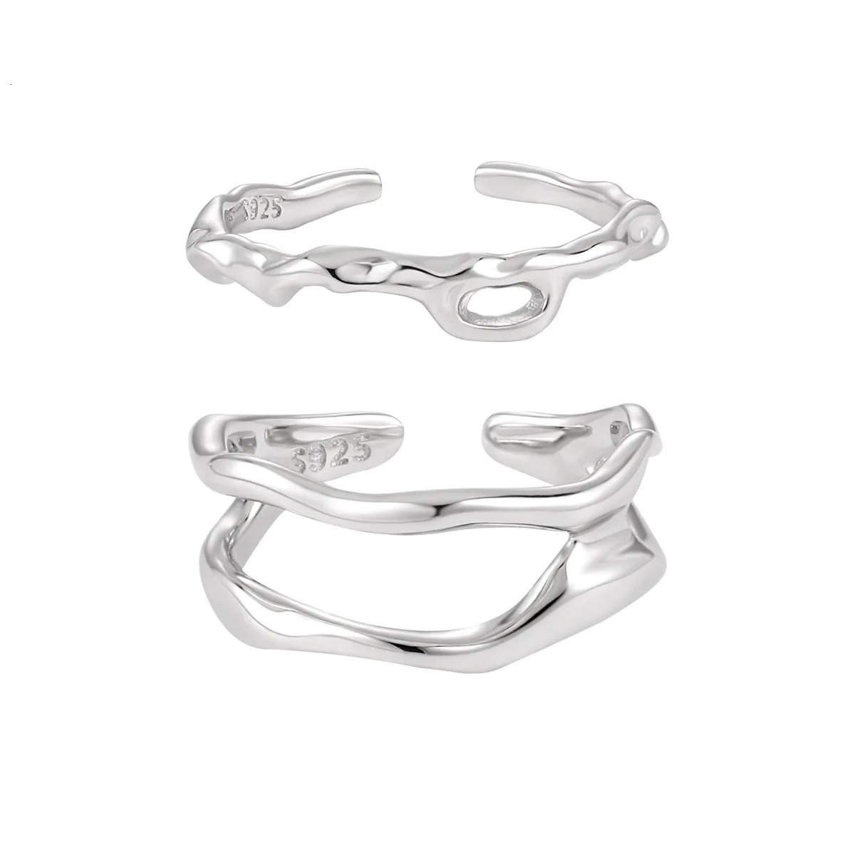 SHANICE Individualized INS Cool Style Double Layer Hollow Foldable Plain Ring 100% S925 Sterling Silver Open Ring Female 250815