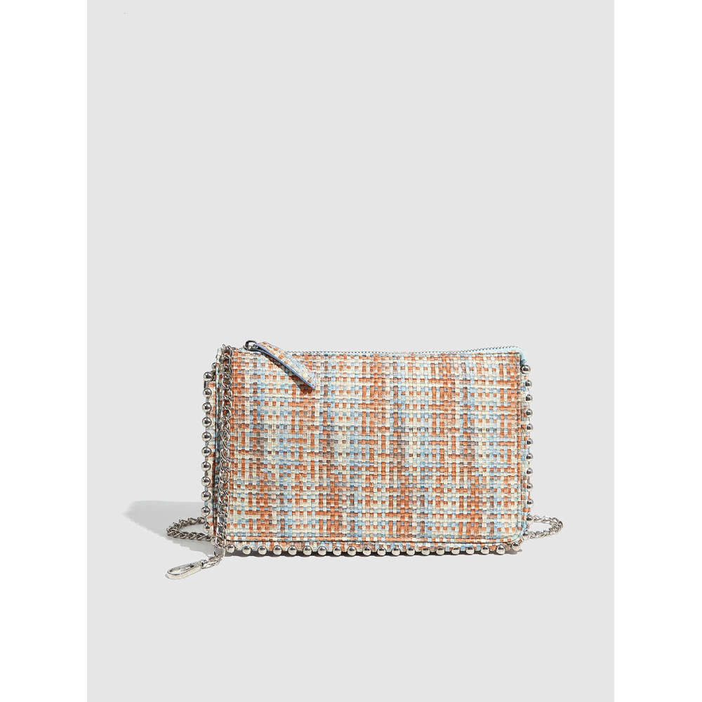Designer Woven Beaded Small Square Fashion Single Shoulder Bags Crossbody Chain Versatile Designer Zipper Women's Bag