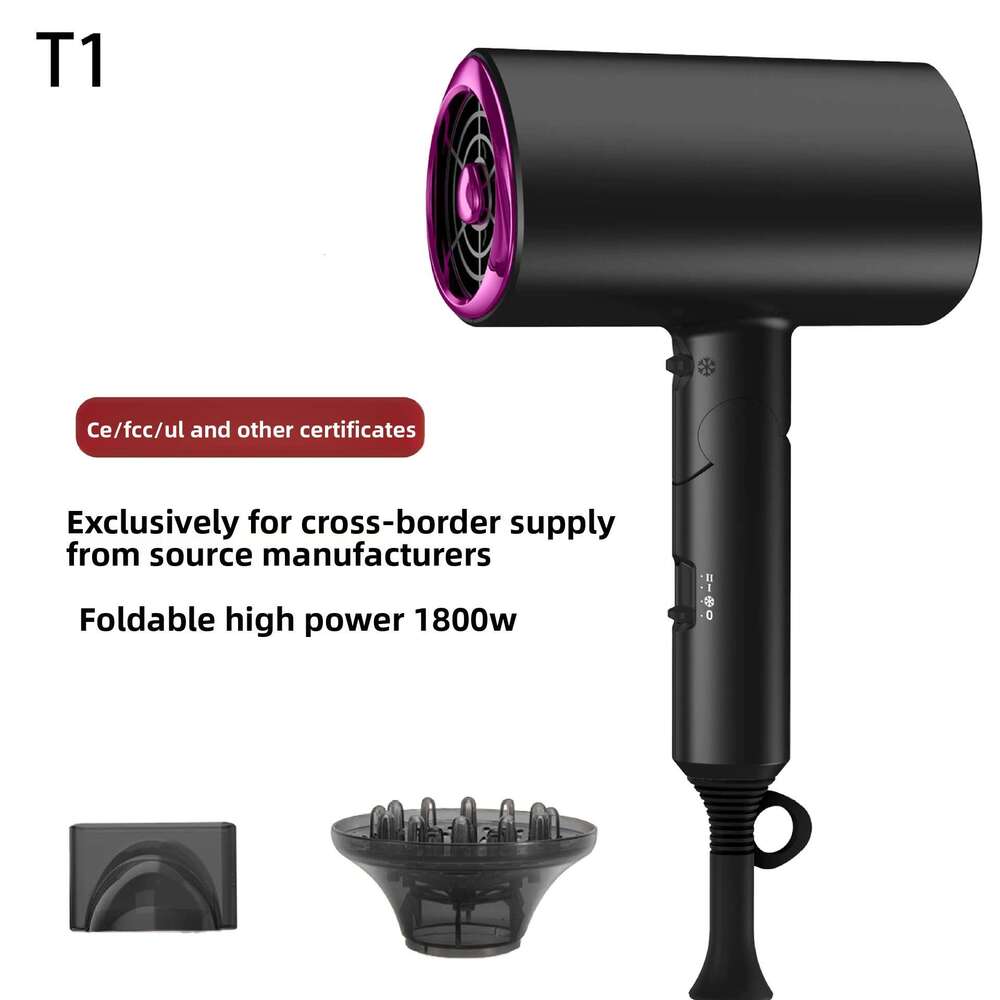 High-Power 1800W Negative Ion Folding Hair Dryer for Home, Hotel, and Salon Use