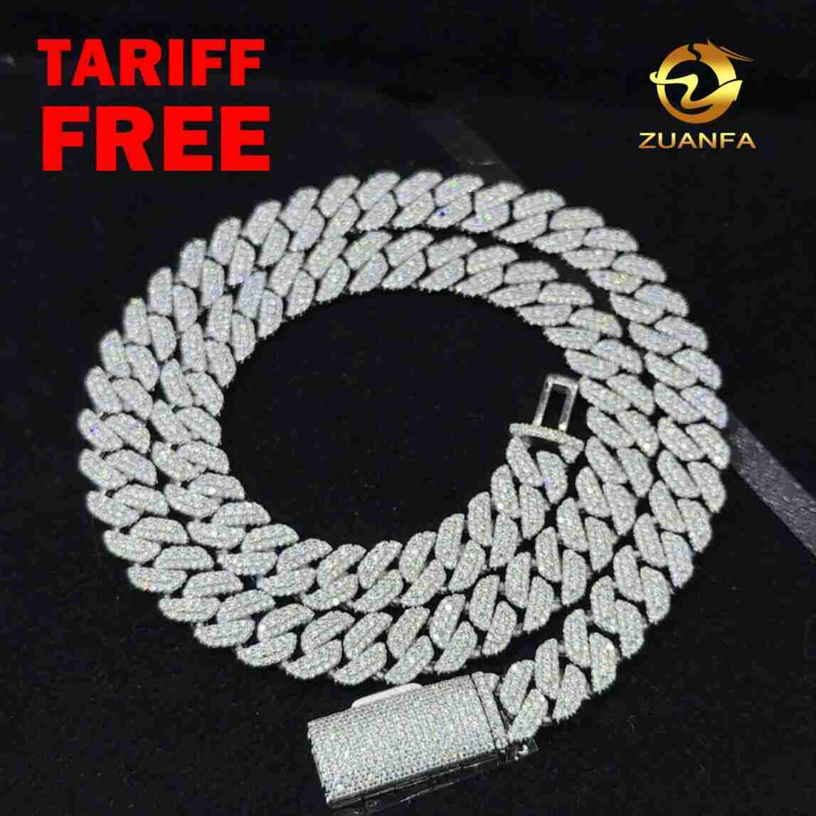 Hip Hop Jewelry 10MM Moissanite Diamond Cuban Link Chain 925 Silver Iced Out Cuban Link With GRA Certificate