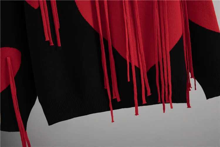 Casual Loose Love Knitted Sweater Pullover Womens Tops New Round Neck Long Sleeve Fashion Knitted Sweater Tops Womens Clothing XJ250819