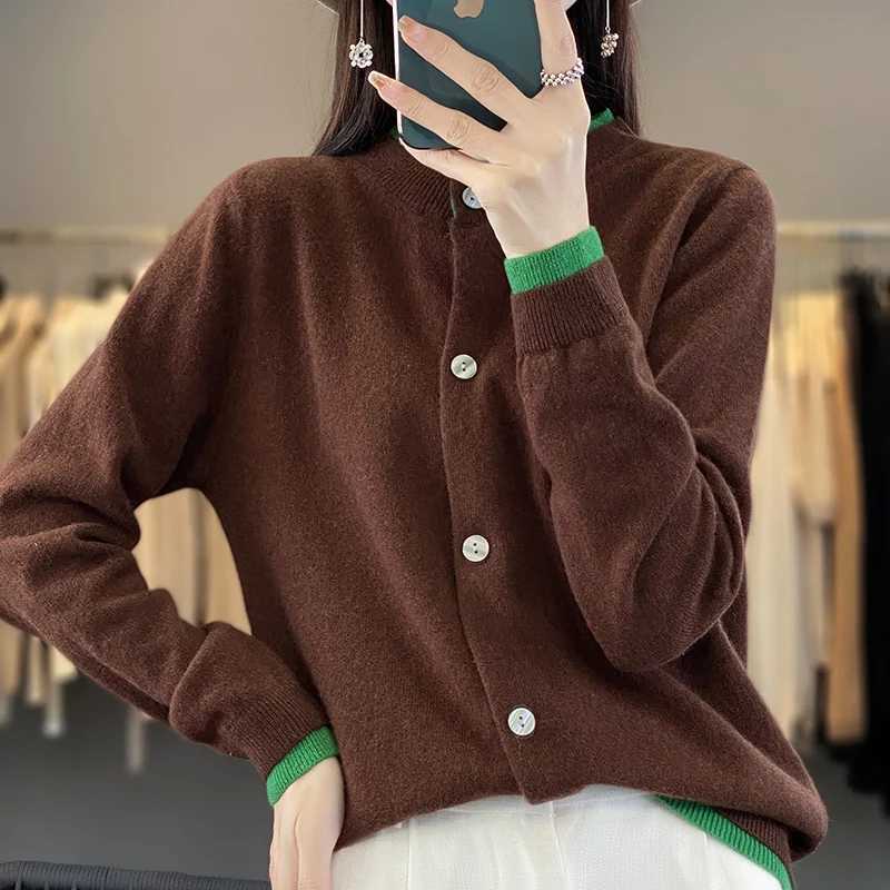 2024 Autumn/Winter Cashmere Cardigan Sweater Knitted Cardigan Long Sweater Cashmere Cardigan Spliced Sweater Cardigan XJ250819