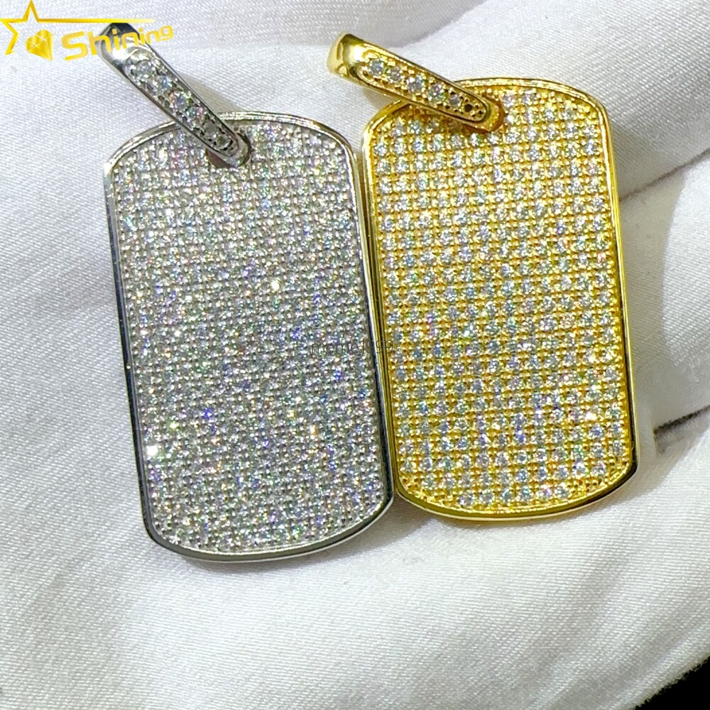 Pass Diamond Tester Iced Out Rapper Jewelry Moissanite Pendant 925 Silver Necklace Pendant Hip Hop Jewelry Dog Tag Pendant