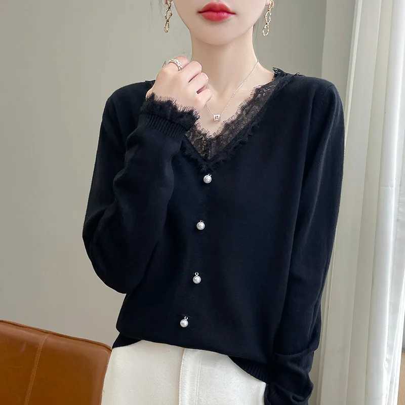 2024 Autumn And Winter New Cashmere Sweater Women Pullover Lace Edged Knitted Long Sweater Soft Cashmere Sweater Women XJ250819