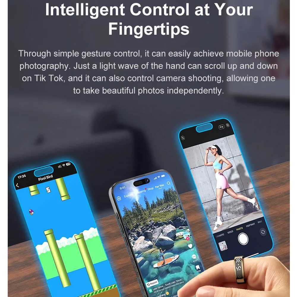 11 Smart Ring Men Display Screen QRing Wireless Charging Gesture Control Health Monitor 5ATM Waterproof For Android IOS W250819