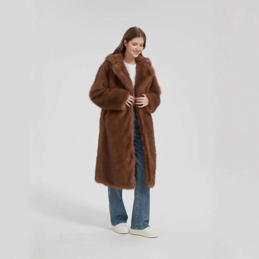 2025 Autumn/Winter Artificial Fur Coat Long Fur Coat Big Collar Plush Fox Fur