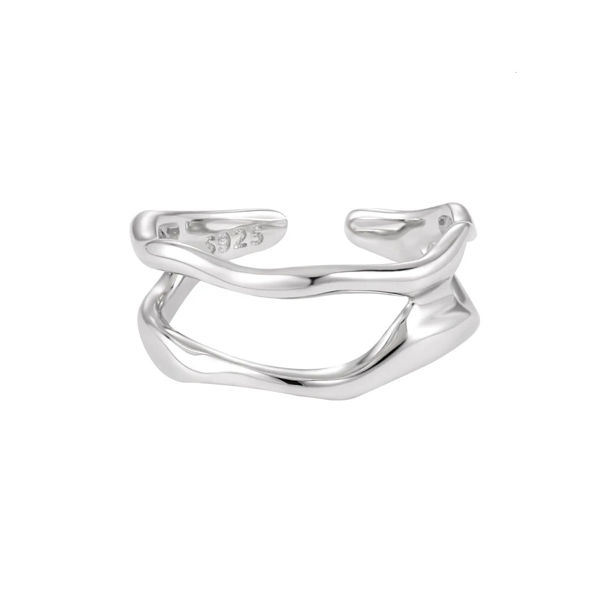 SHANICE Individualized INS Cool Style Double Layer Hollow Foldable Plain Ring 100% S925 Sterling Silver Open Ring Female 250815