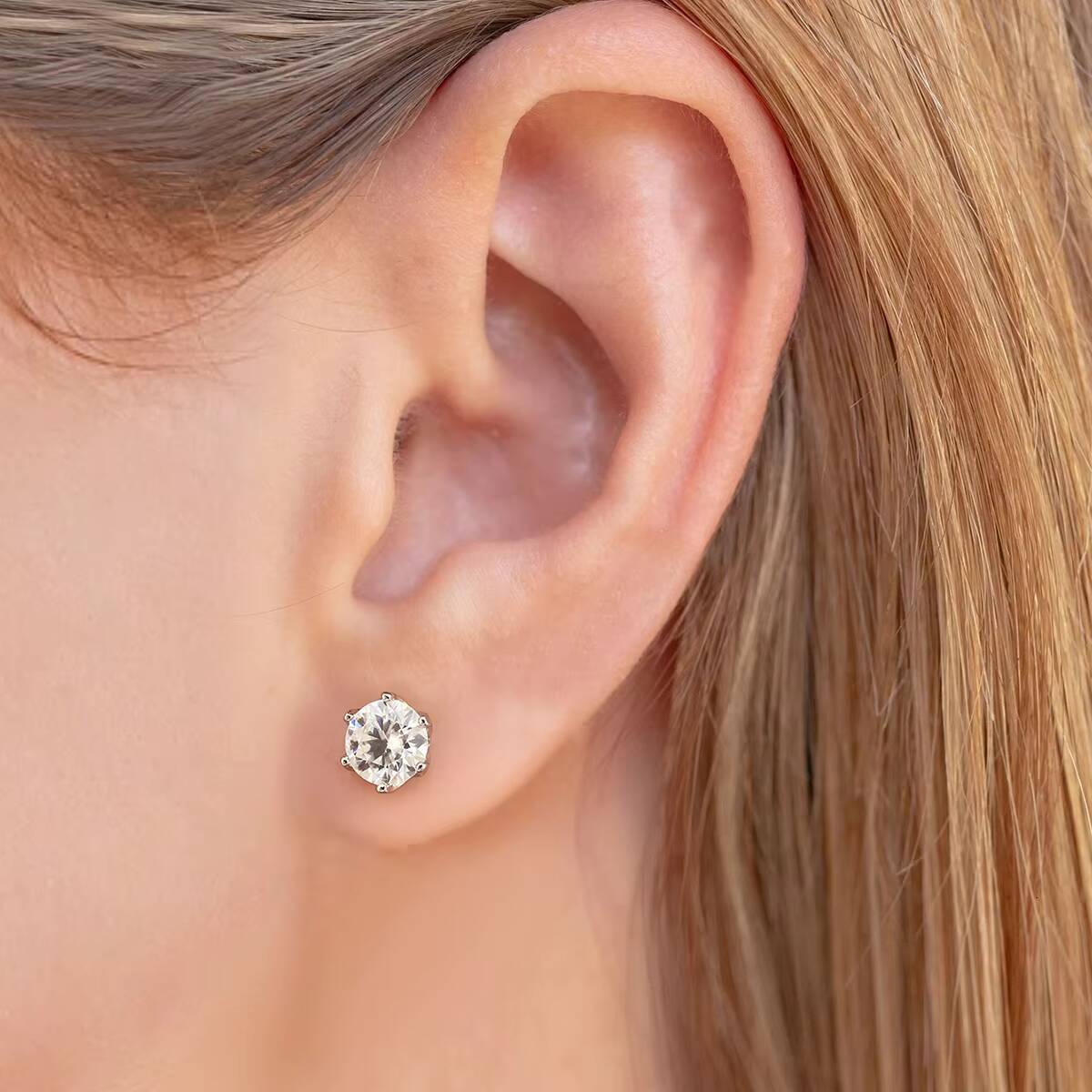 925 Sterling Silver 18k Gold Plated Gra Certified Moissanite Diamond Screw Back Stud Earring Fine Jewelry for Women Men