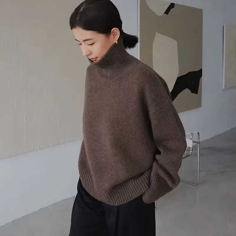 2023 Autumn and Winter New Thick Sweater Women High Neck Pullover Sweater Warm Loose Knitted Base Sweater Jacket Tops XJ250819