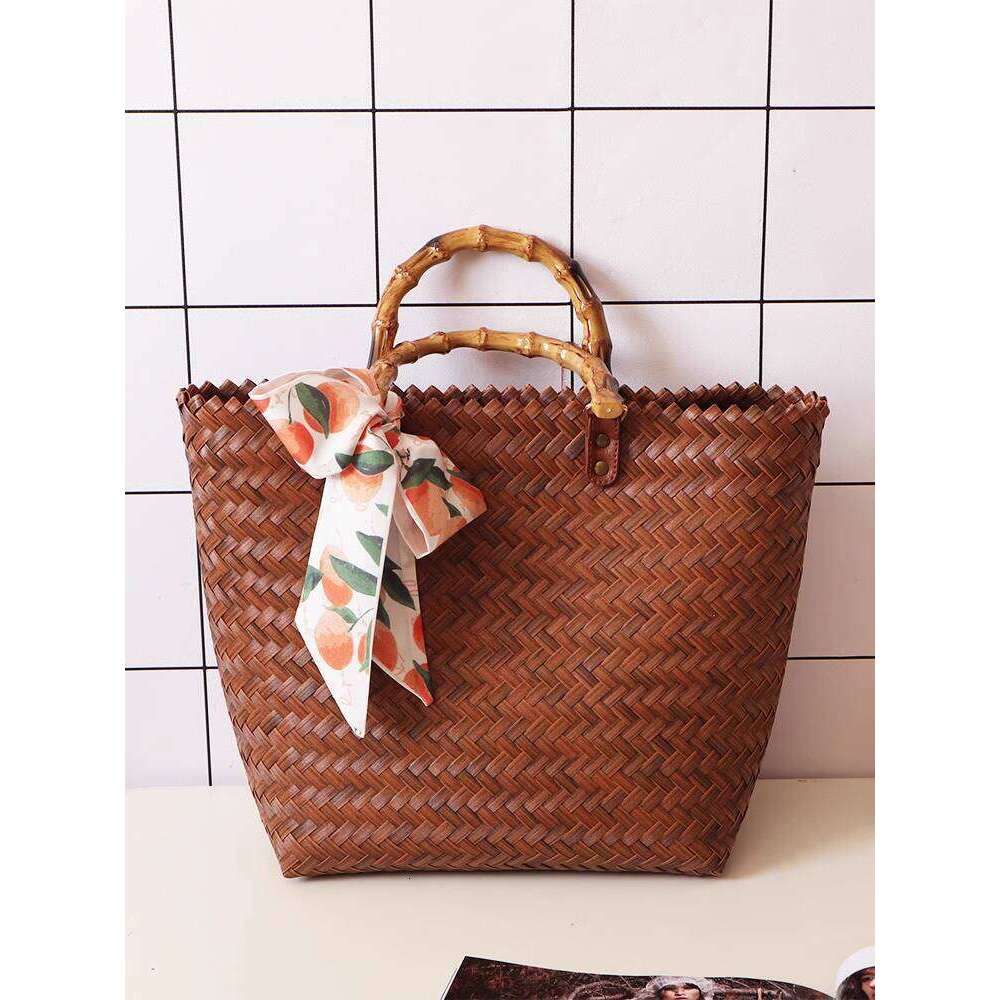 Designer Bag Tote Bag Shoulder Bag Imitation Bag For Women Large Capacity Shoulder Tote Straw Woven Bag Rattan Vegetable Basket Picnic Handheld Shoppi