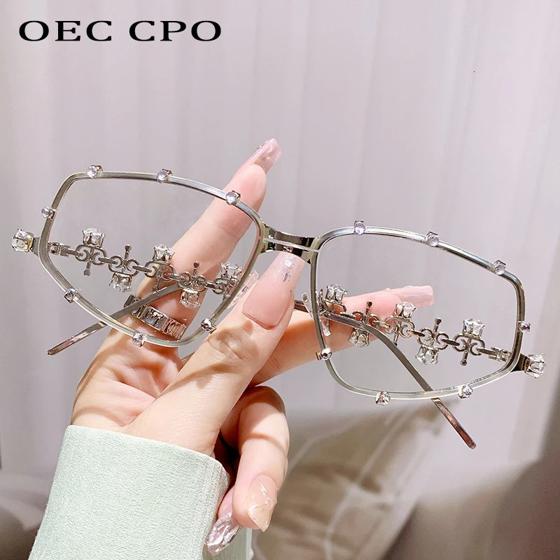 Diamonds Square Fashion Sunglasses Women Vintage Shades UV400 Rhinestones Sun Glasses Female Punk Big Men Eyewear 250815