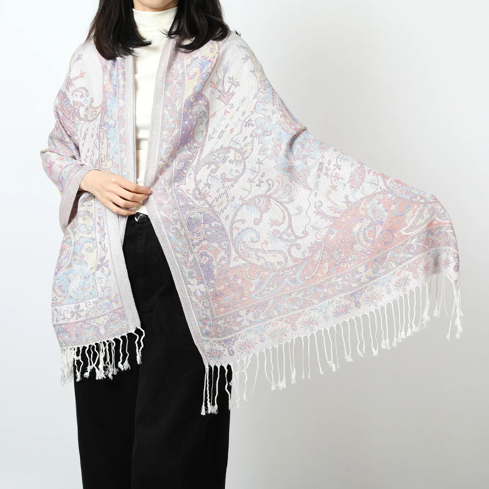 Paisley Pashmina Jacquard Scarf Women Tassel Flowers Borders Female Bohemia Foulard HijabAutumn Winter Warm Wrap Shawl 250818