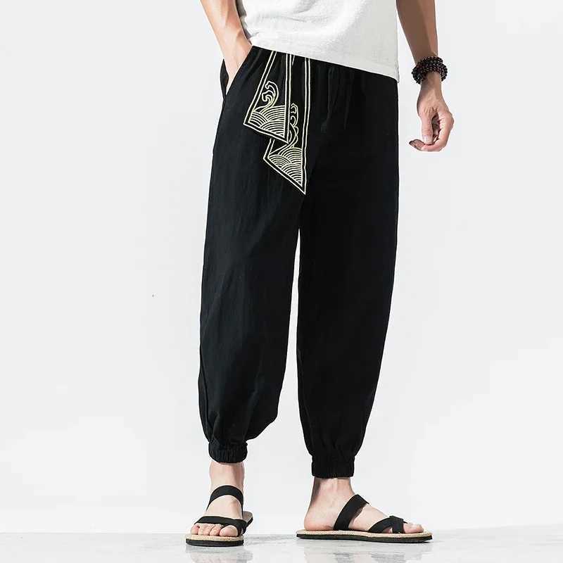 Kimono Men Cotton Linen Japanese Samurai Costume Ukiyo-e Print Belt Retro Harem Pants Mens Hip Hop Harajuku Haori Baggy Trousers W250819
