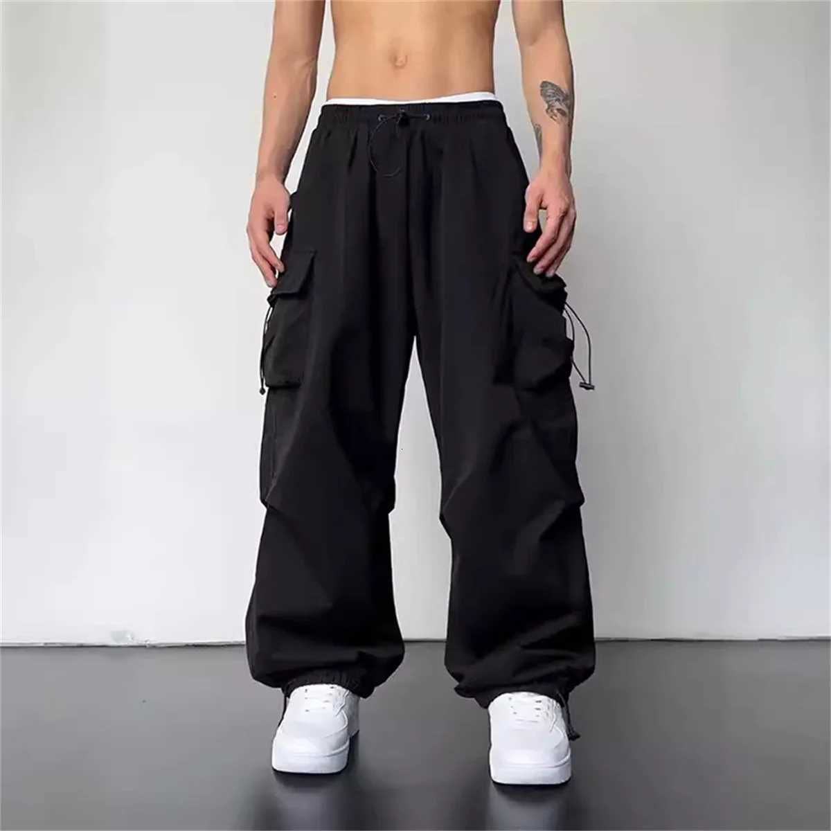 American Style Casual Pants Cargo Trousers High Street Drawstring Workwear Trendy Loose Versatile Straight Wide-Leg Casual Pants W250819