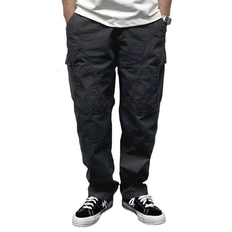 2024 Spring New Mens Pants Multi-Pocket Cargo Pants Vintage Solid Color Simple Loose-Fit Casual Pants W250819