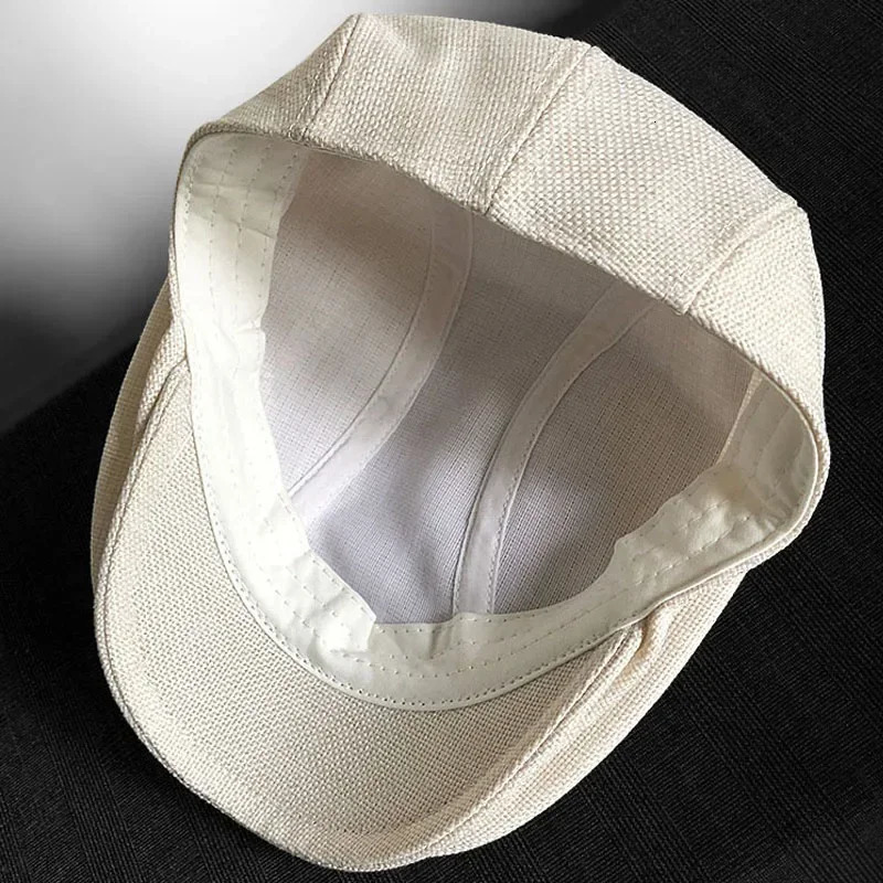 Big Size 62cm Summer Linen Beret for Men Breathable sboy Hat Vintage Forward Hat Female Painter Hat Casual Flat Caps S/M/L/XL 250814