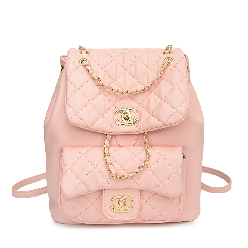 Designer female bag new fashion Rhombus embroidery chain backpack large capacity commuter backpack hot
