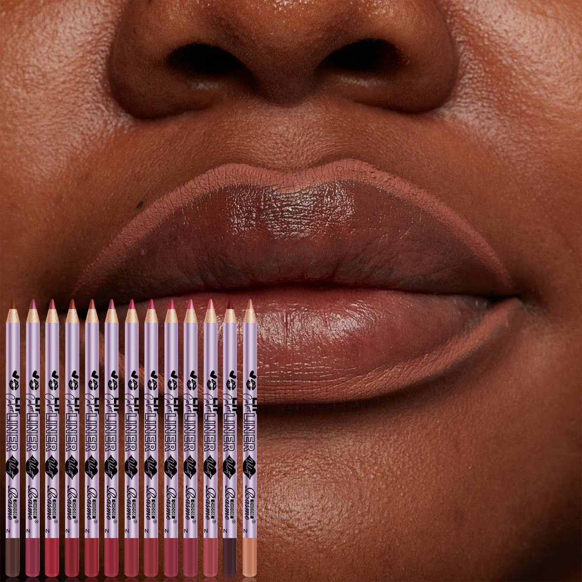 12 Colors Purple Lip Liner Set - Waterproof Matte Lip Pencils, Long Lasting Vegan Makeup Kit for Women