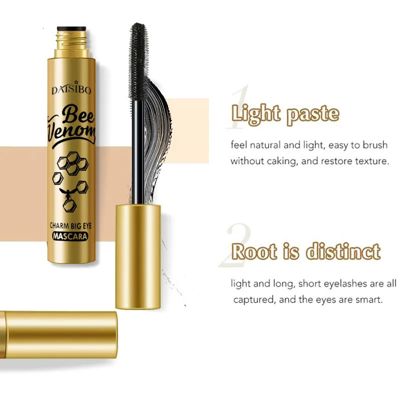 5D Black Mascara Thickening Lengthening Curling Waterproof Liquid Fiber Mascara Makeup Silky Lash Bee Venom Eye Cosmetic 250818