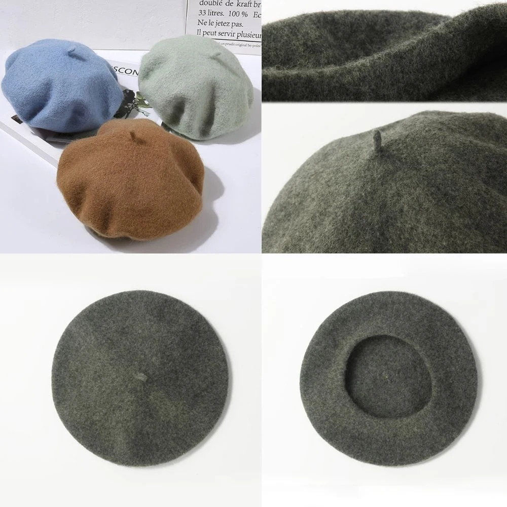 Women Wool Berets Autumn Winter Warm Beanie Hat Retro Artist Style Caps Solid Color Women Elegant Beret Fashion Casual Hat 250819