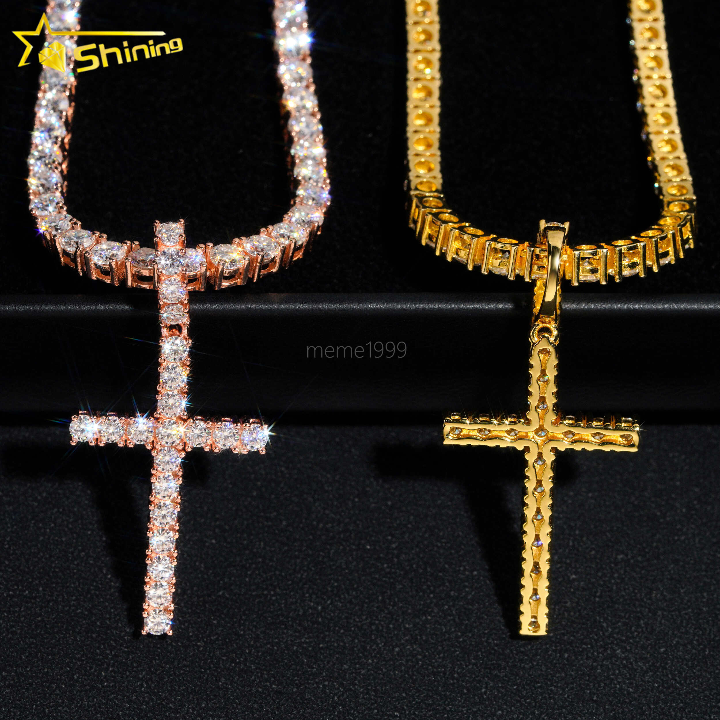 New Arrivals Lab Diamonds Cross Pendant Fashion Jewelry Necklaces 10K Solid Gold Fine Jewelry Lab Grown Diamonds Cross Charms