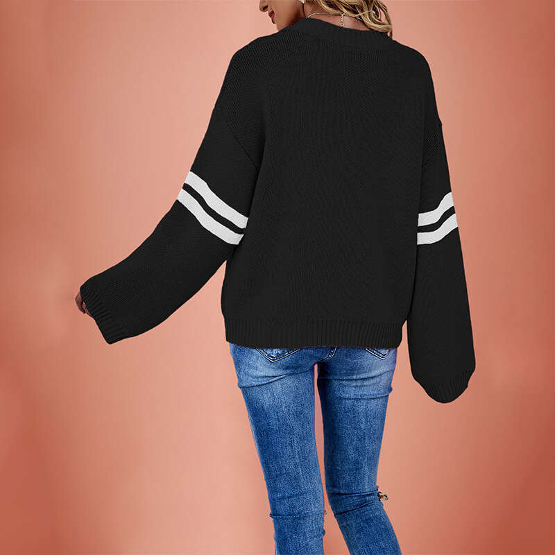 New Women's Autumn Winter Sweater Color Block Valentine's Day Heart Round Neck Knit B5