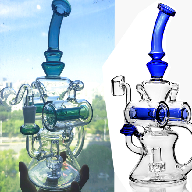 Recycler Glass Bong Heady Dab Rigs Big Glass Water Pipes Smoking Pipes Oil Rigs Hookahs With 14mm banger