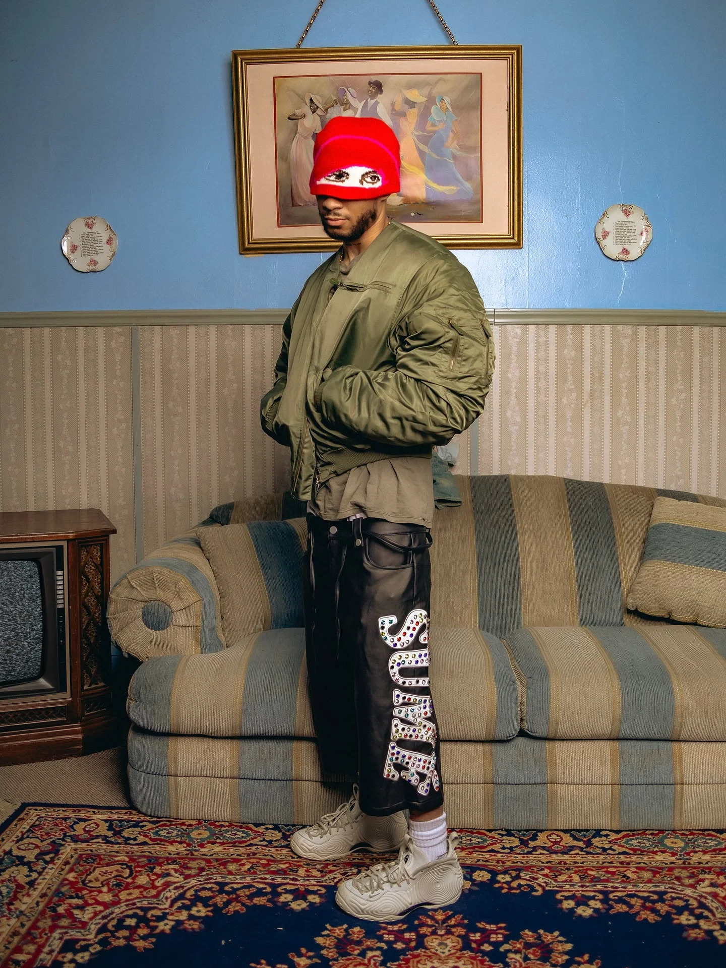 Sume Leather Jorts Mens Hip Hop Klein Stone Letter Embroidery Denim Shorts Fashion Streetwear Knee Length Pants 250819