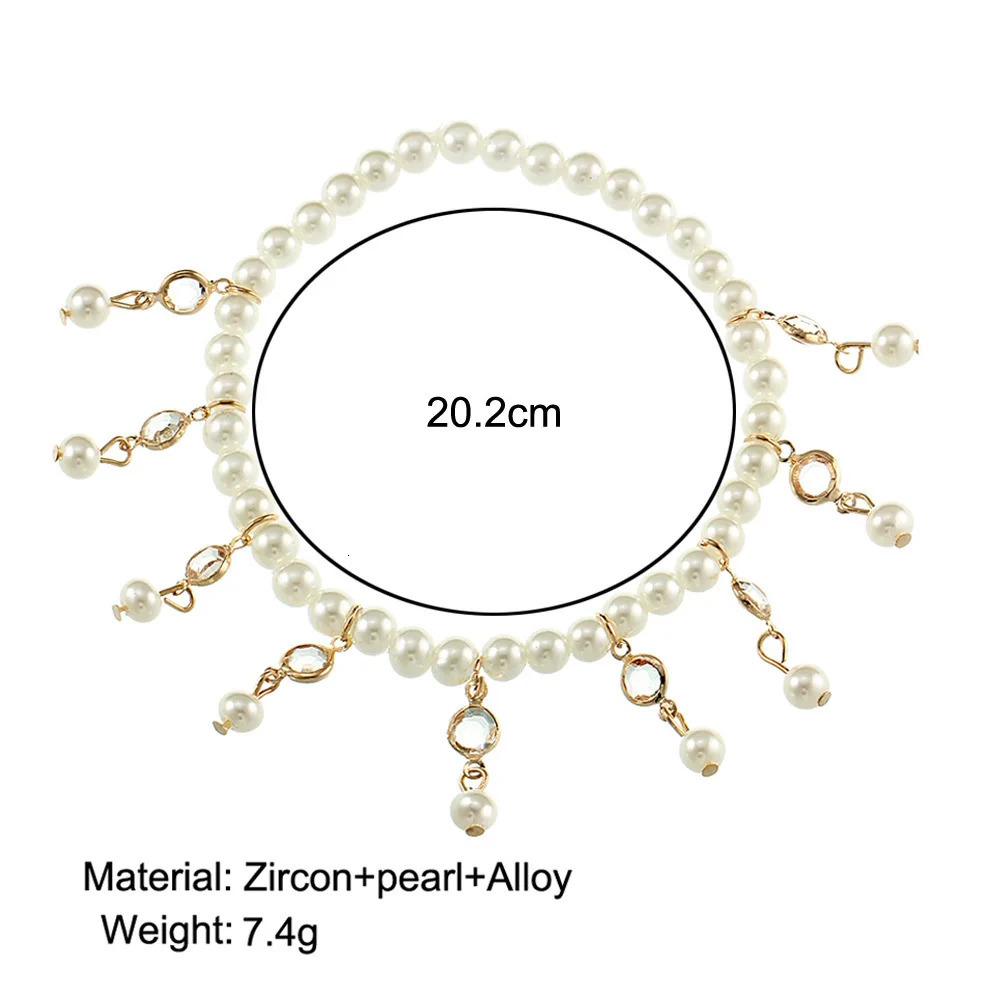 Summer Fashion Foot jewelry adjustable crystal link with pearl anklet gift for Women to beach A-52 250815