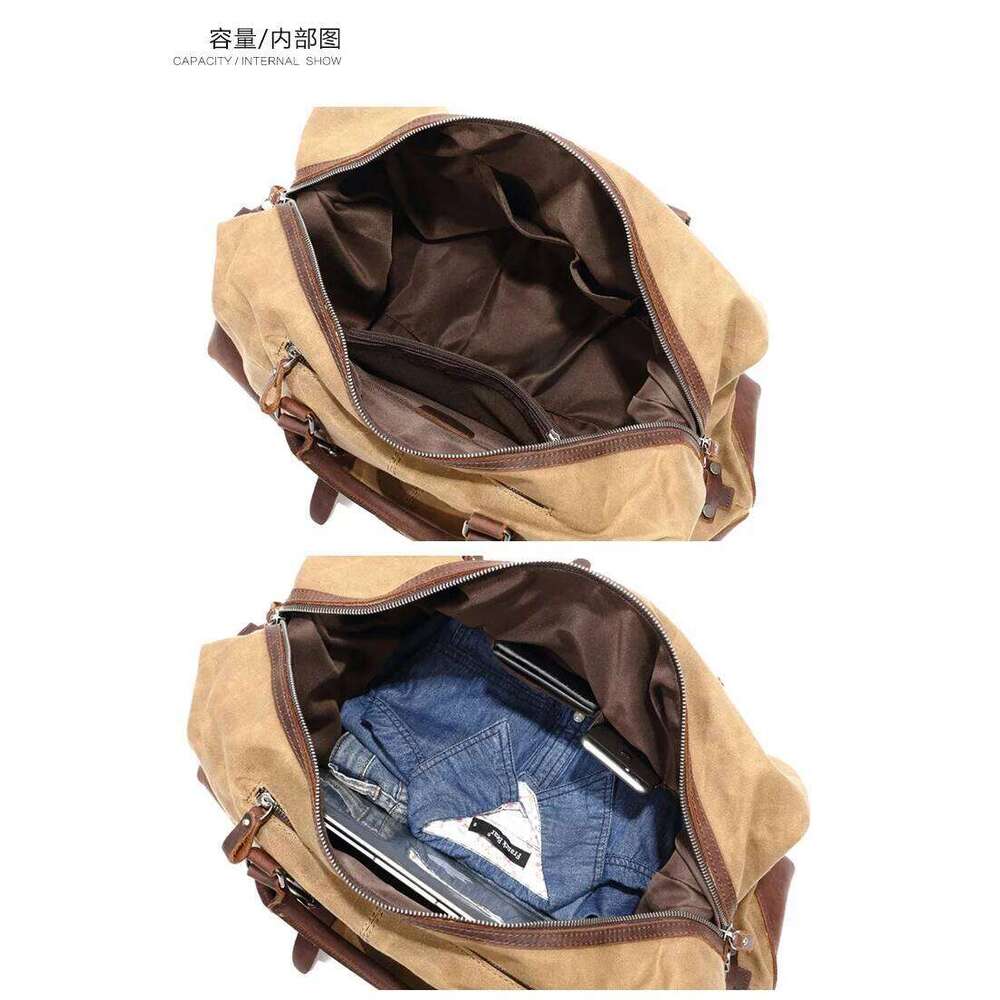 Waterproof Waxed Canvas Leather Travel Hand Lage Carry On Large Tote Vintage Men Duffle Weekend Bag Big Overnight