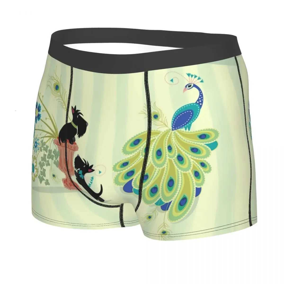 Scotties And Peacocks Boxer Shorts Men 3D Printed Male Stretch Scottish Terrier Dog Underwear Panties Briefs W250819