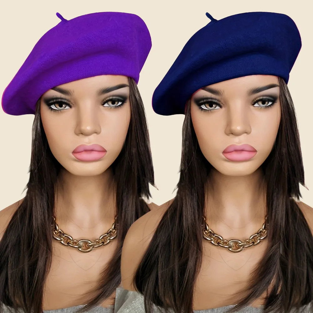 Womens chic retro style beret classic French style breathable elastic knit perfect choice for autumn and winter fashion han 250819