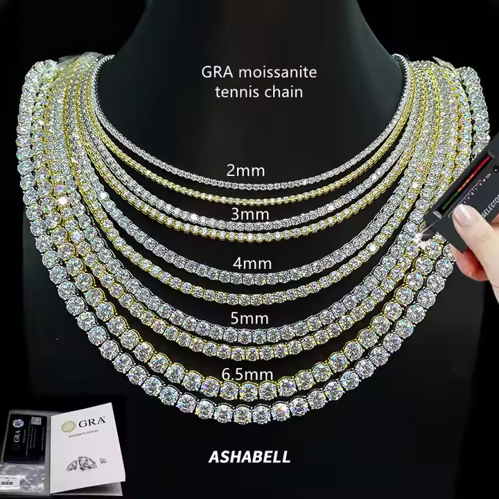 18mm 18 VVS Moissanite CZ Cuban Link Chain Necklace Custom Baguette Straight Line Iced Out 925 Silver Plated Hip Hop Jewelry