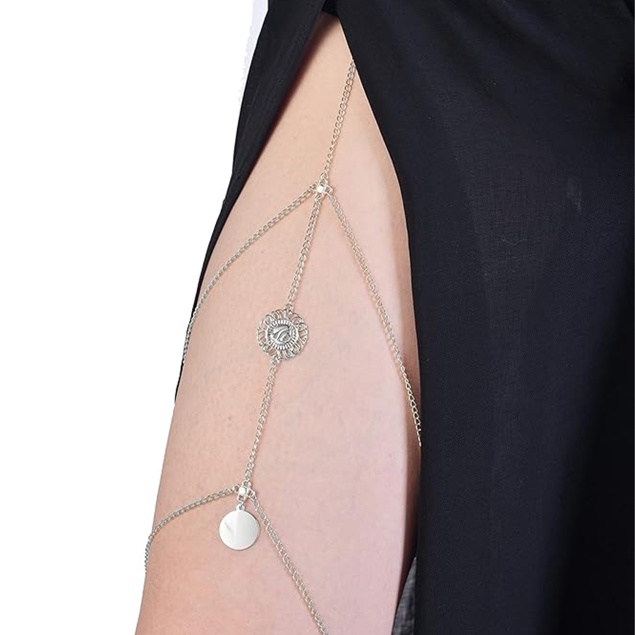 12Pcs Thigh Chains Snake Heart Pearl CZ Leg Chain Boho Layered Body Chain Summer Beach Party Body Jewelry for Women Silver Tone