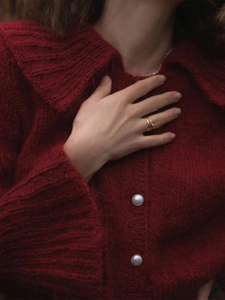 Fashion Collar Single Breasted Open Stitch Women Elegant Turndown Flare Sleeve Slim Top Lady Autumn Chic Casual Clothes 250819