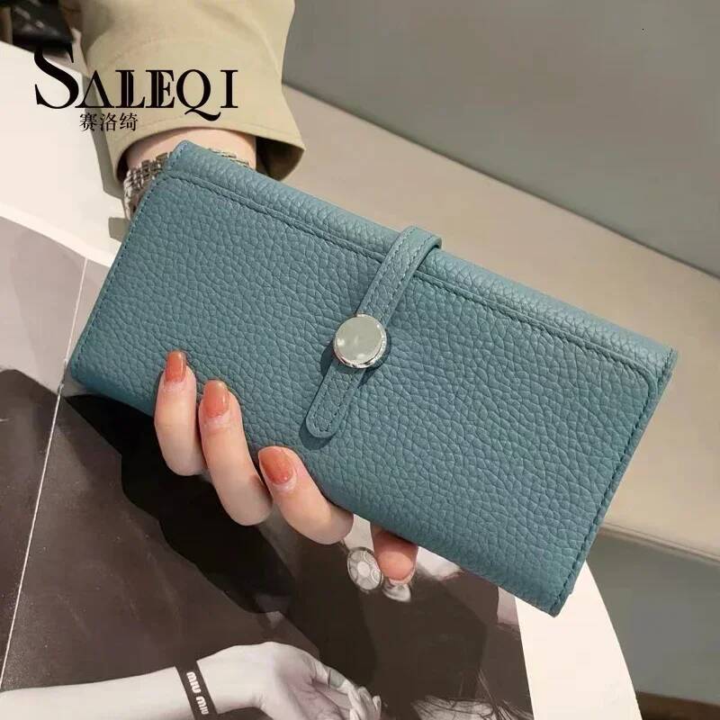 Genuine Leather Wallet Women Long Clutch Fashion Brand Ladies Purses Card Holder Zipper Coin Pocket High Quality Billfold