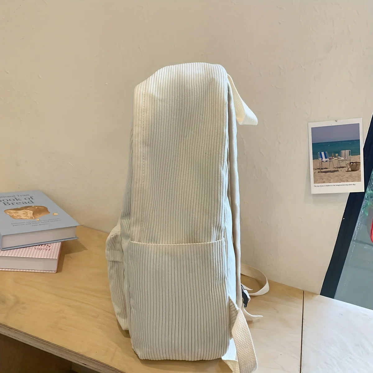 Simple Casual Schoolbag for Women Japanese Corduroy Solid Color Lazy Style Travel Backpack High School Student Backpack250813