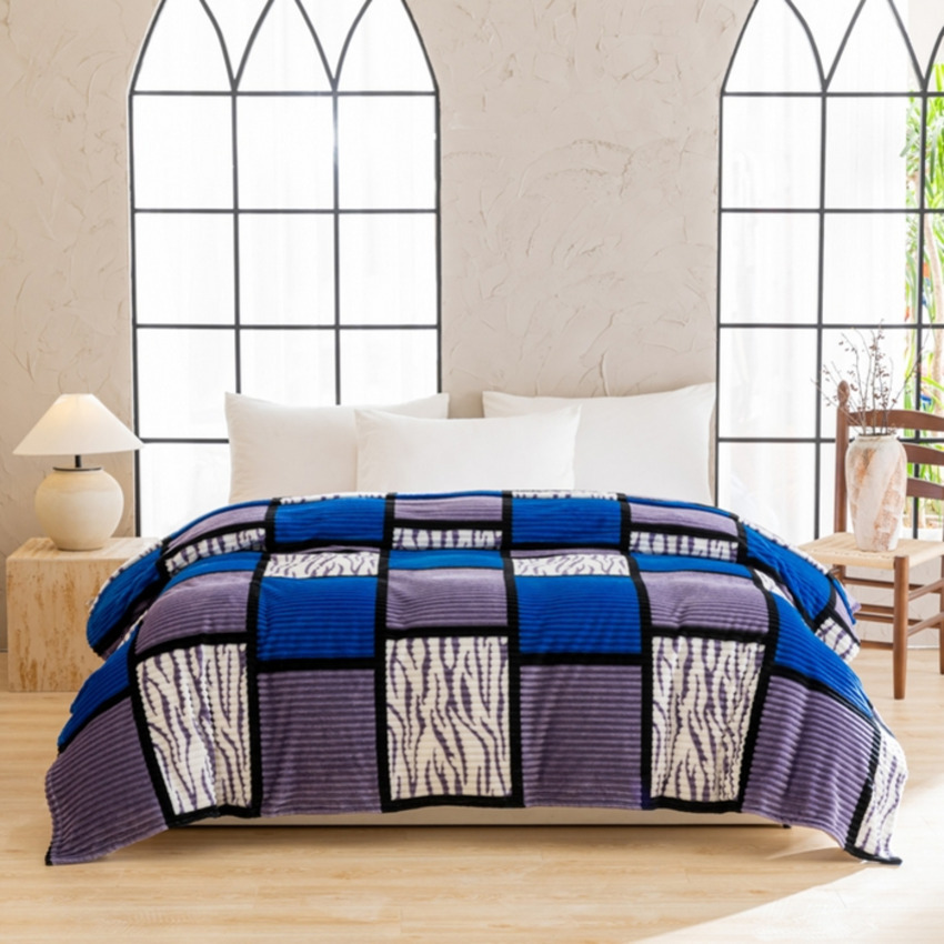 (Total) Chaotong Velvet 2024 New Striped Flannel Printed Checkered Blanket