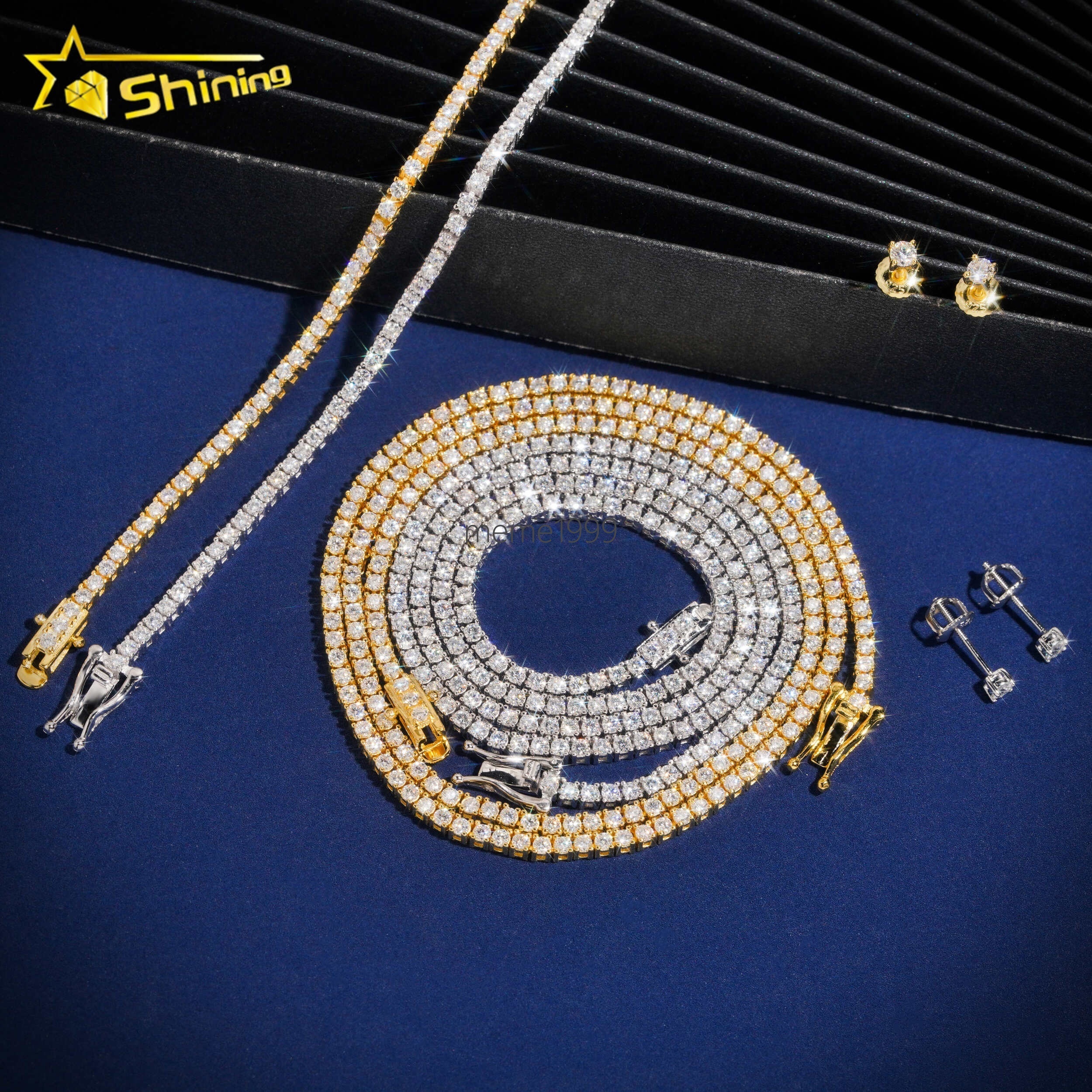 Wholesale Price Pass Diamond Test 2MM S925 Silver Moissanite Chain Women Men Necklace Moissanite Tennis Chain Bracelet
