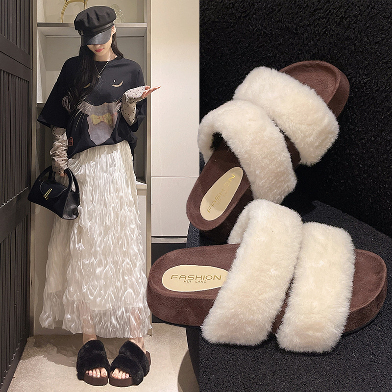 new Free delivery designer Women cotton mop Fashionable women's woolen slippers with velvet for home warmth and anti slip cotton slippers